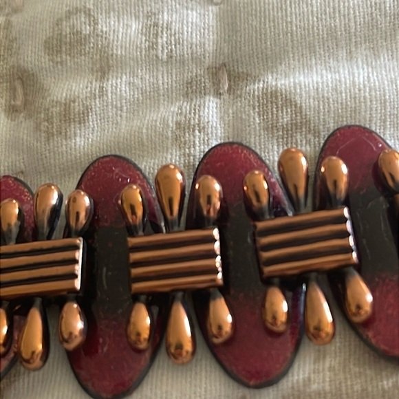🎁 VINTAGE MATISSE COPPER ENAMEL BRACELET 7” - Picture 2 of 9